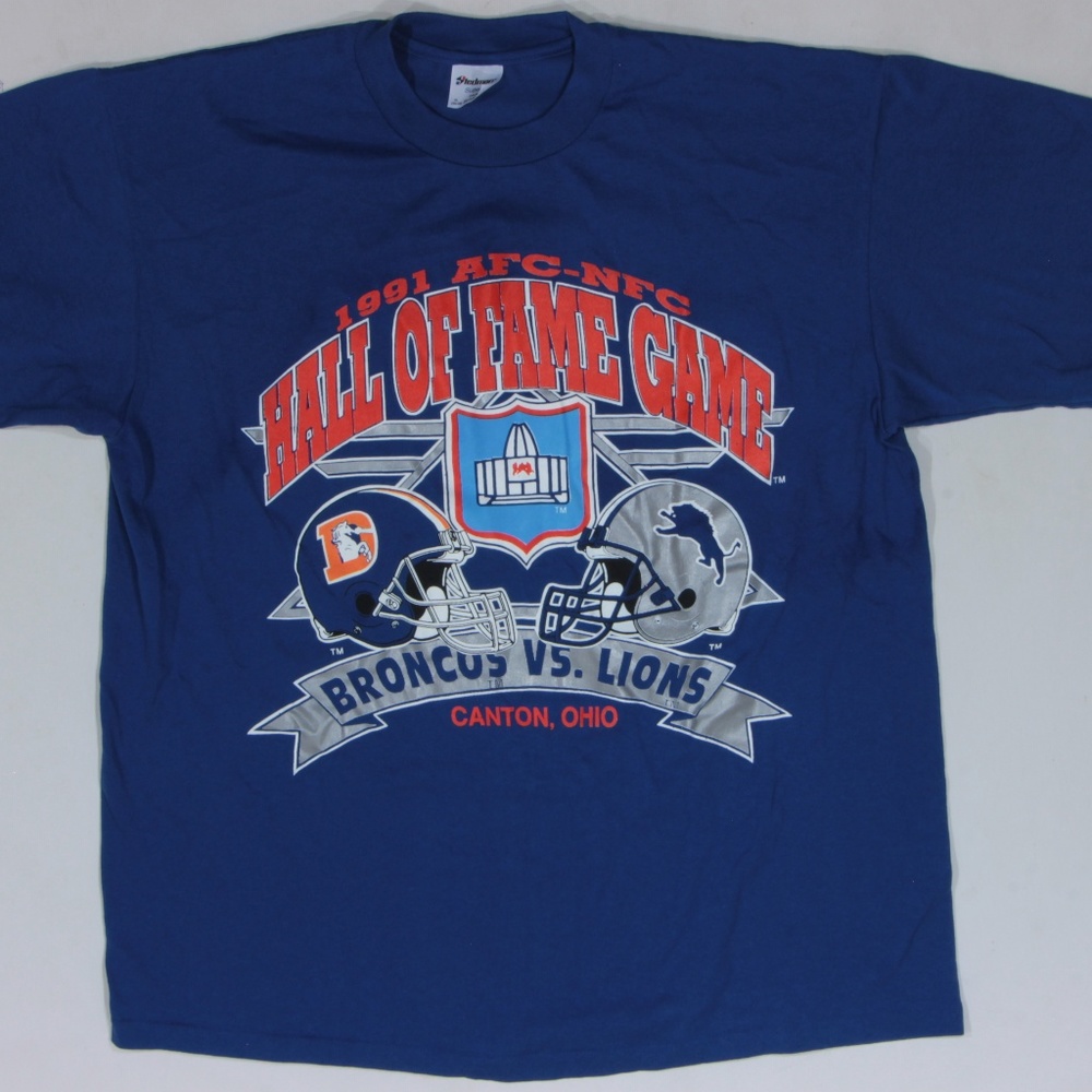 90s Vintage Hall Of Fame  Broncos VS Lions T Shirt